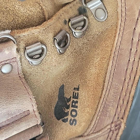 SOREL Brown and Black Leather Duck Boots Winter Rain Boots - Picture 5 of 7